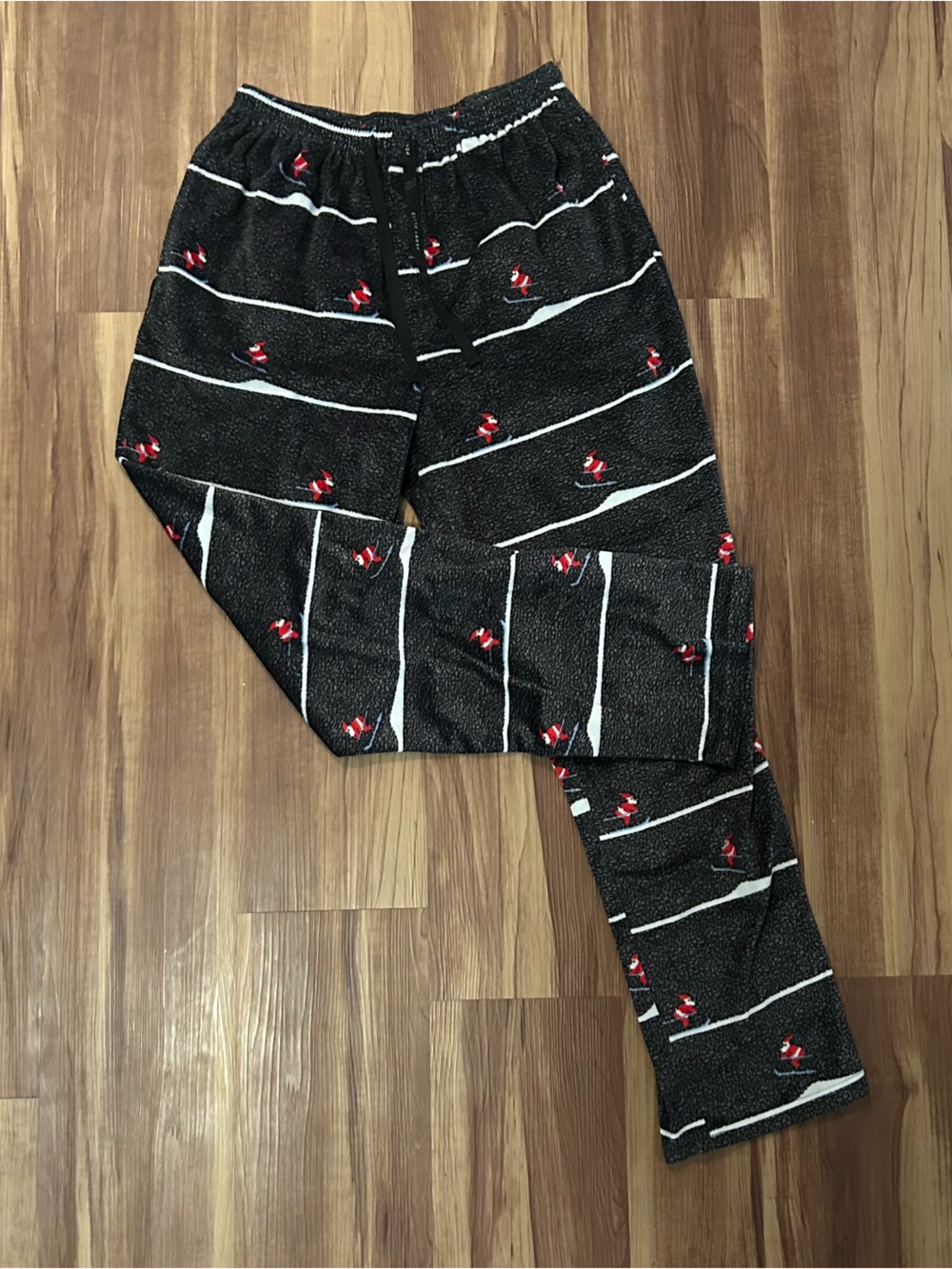 Perry Ellis Black Pajama Pants with Red Santa Motif